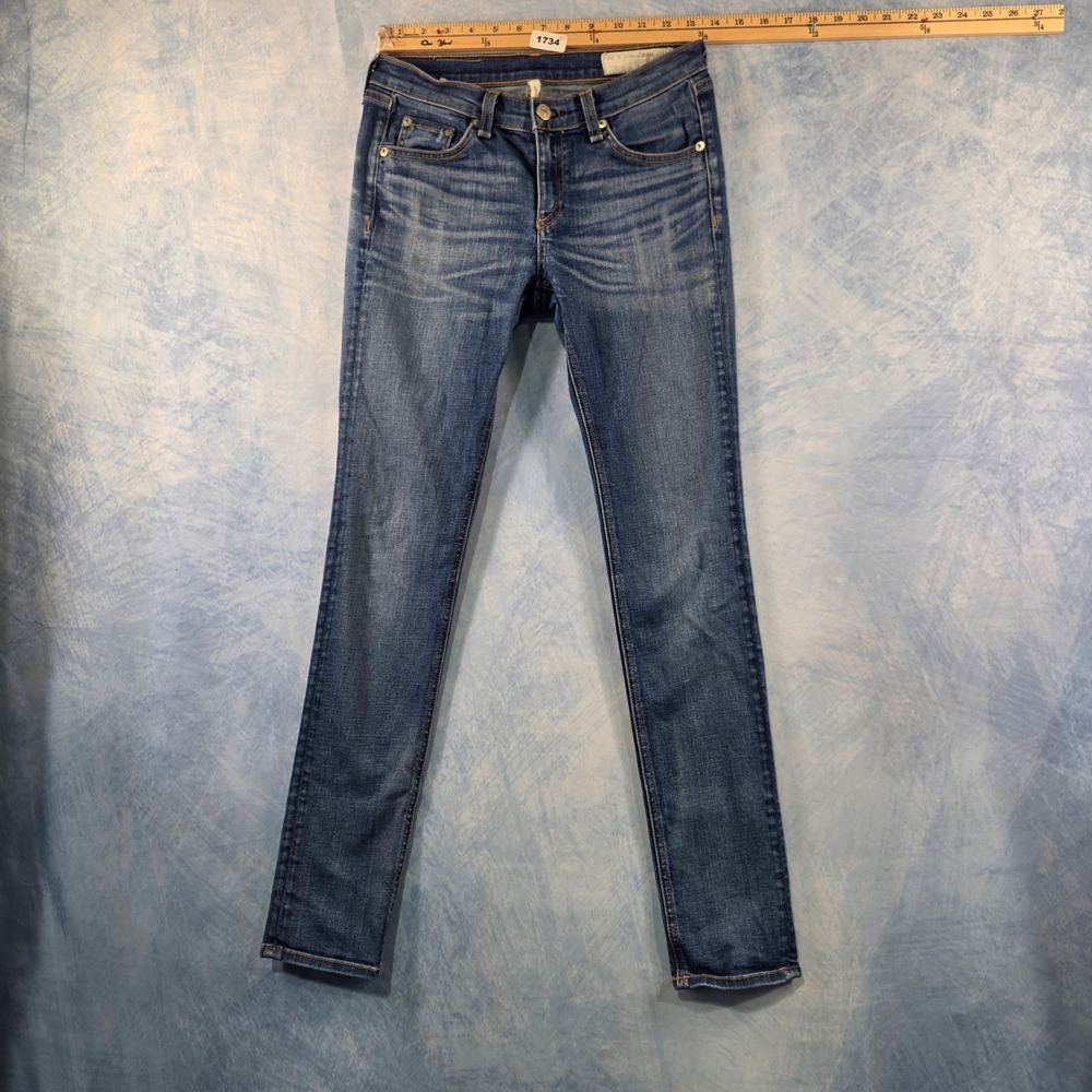 Rag & Bone JEAN Women Skinny Jeans Medium Wash Blue Denim Size 25 Low Rise Slim